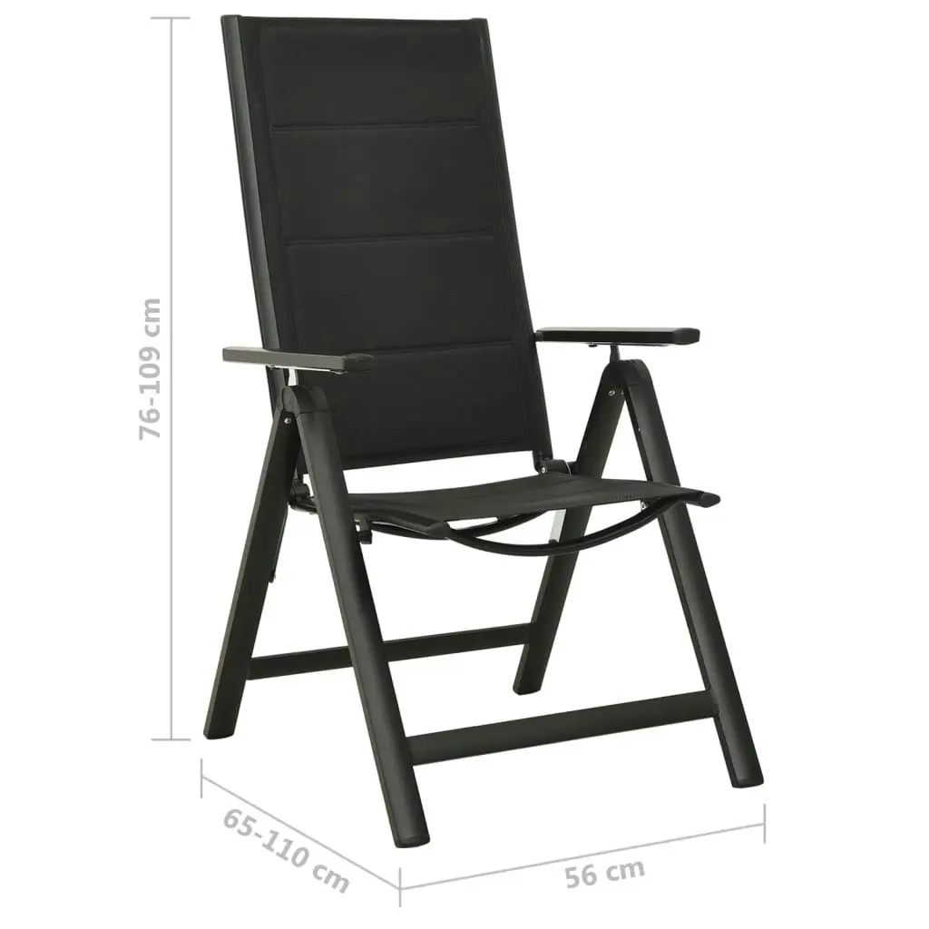 Folding Garden Chairs 2 pcs Textilene and Aluminium Black 312189