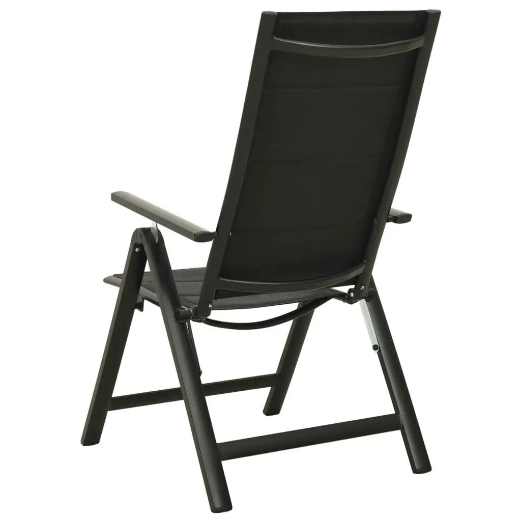 Folding Garden Chairs 2 pcs Textilene and Aluminium Black 312189