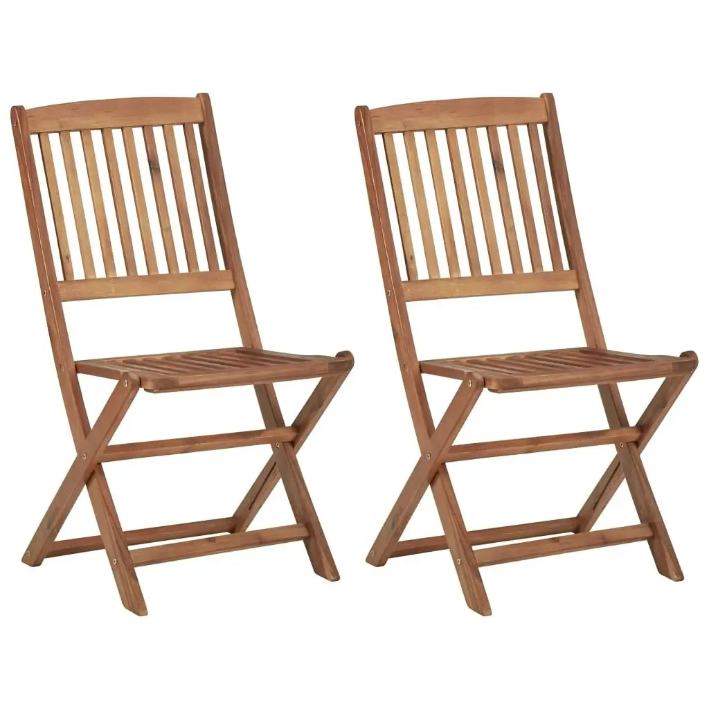 Folding Garden Chairs 2 pcs with Cushions Solid Wood Acacia 3064644