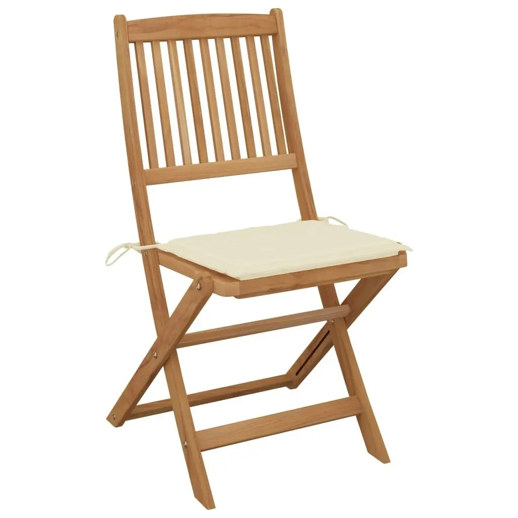 Folding Garden Chairs 2 pcs with Cushions Solid Wood Acacia 3064646