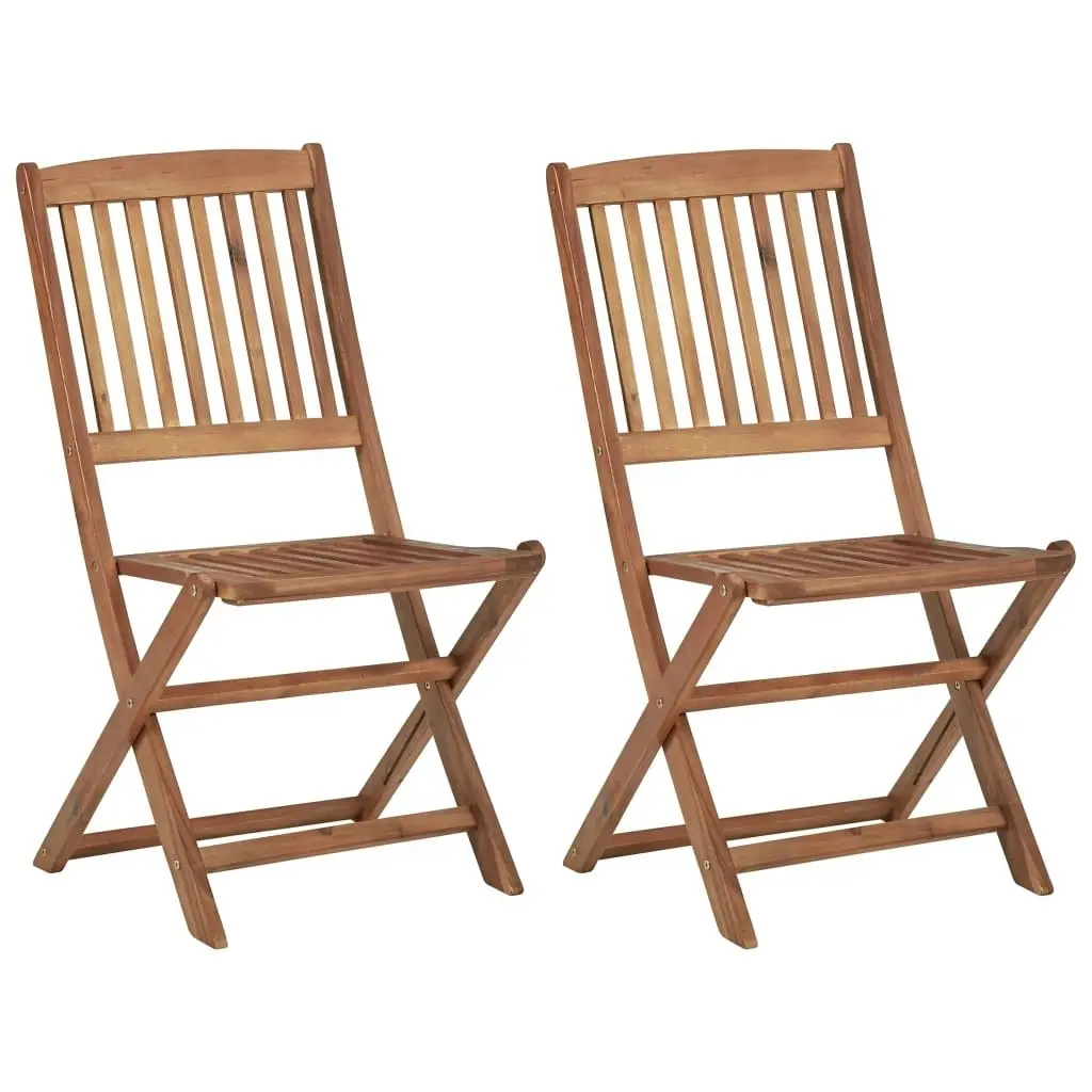 Folding Garden Chairs 2 pcs with Cushions Solid Wood Acacia 3064646