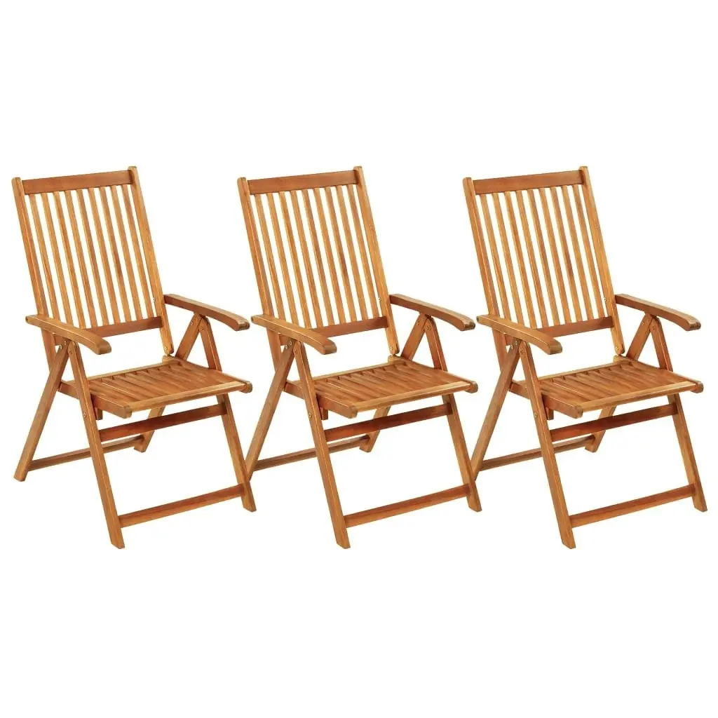 Folding Garden Chairs 3 pcs with Cushions Solid Acacia Wood 3064091