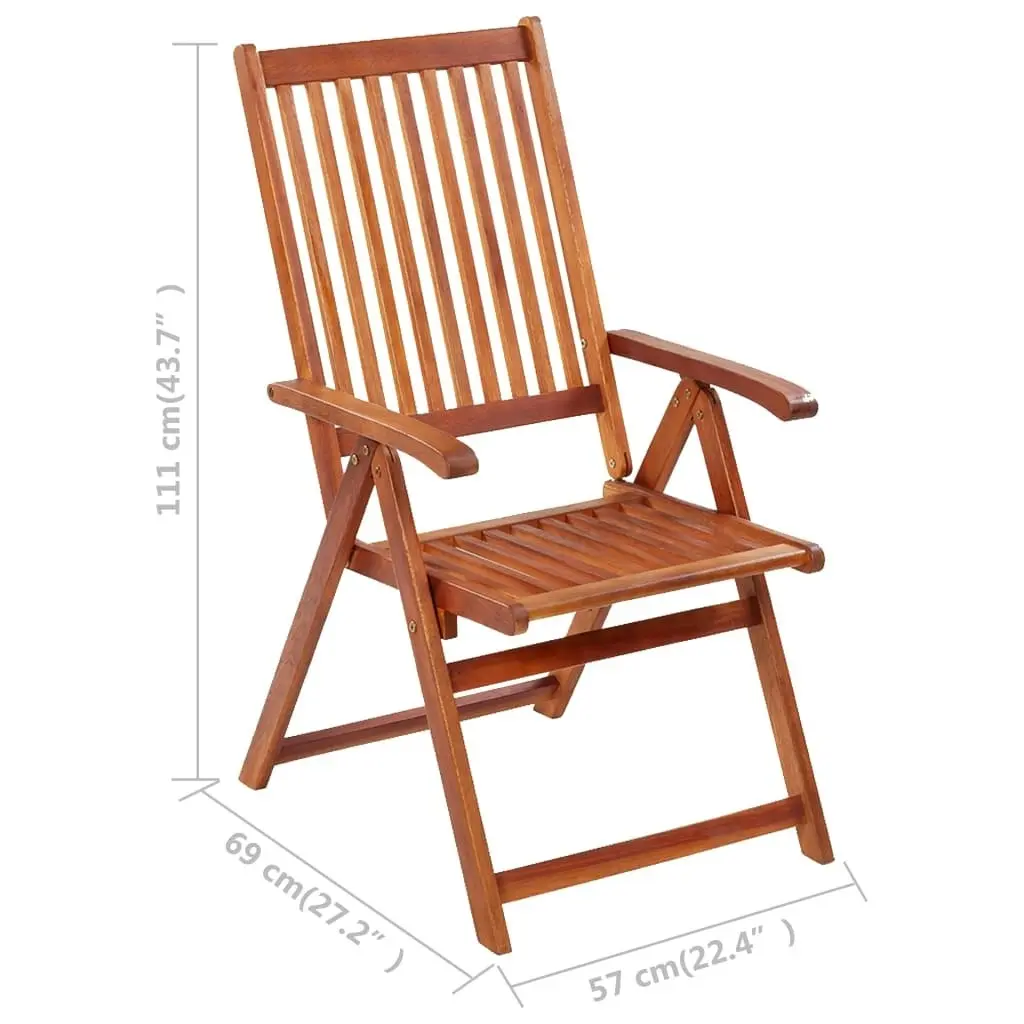 Folding Garden Chairs 3 pcs with Cushions Solid Acacia Wood 3064091