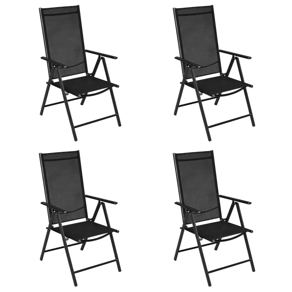 Folding Garden Chairs 4 pcs Aluminium and Textilene Black 41731