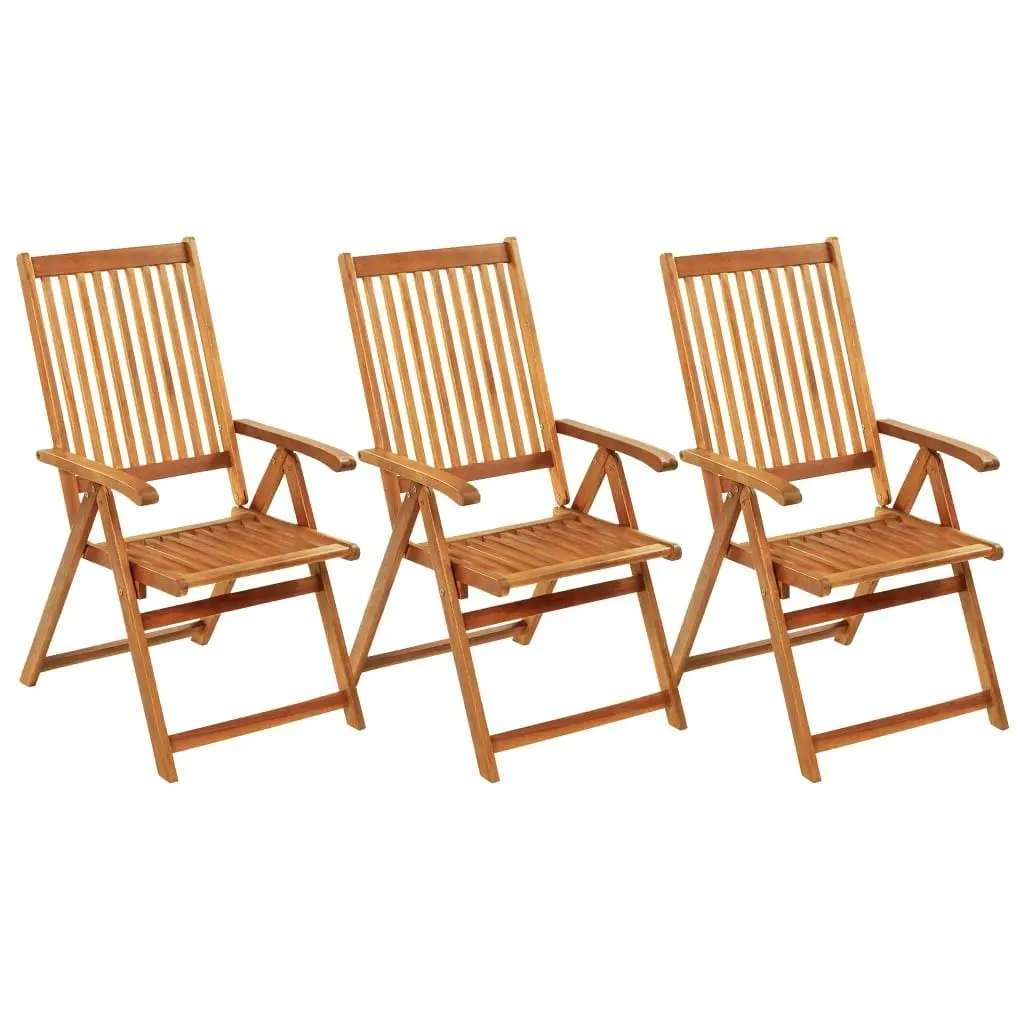 Folding Garden Chairs 3 pcs with Cushions Solid Acacia Wood 3064096