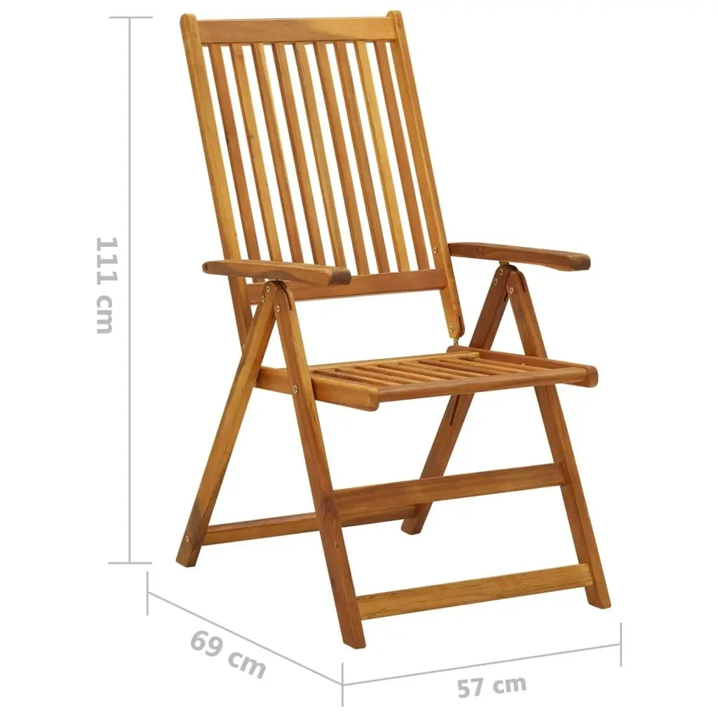 Folding Garden Chairs 3 pcs with Cushions Solid Acacia Wood 3064093