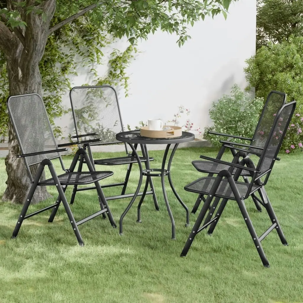 Folding Garden Chairs 4 pcs Expanded Metal Mesh Anthracite 317341