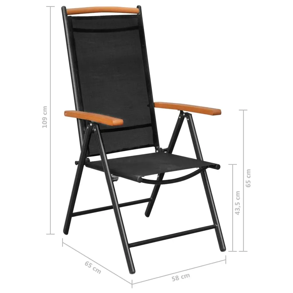 Folding Garden Chairs 4 pcs Aluminium and Textilene Black 41733