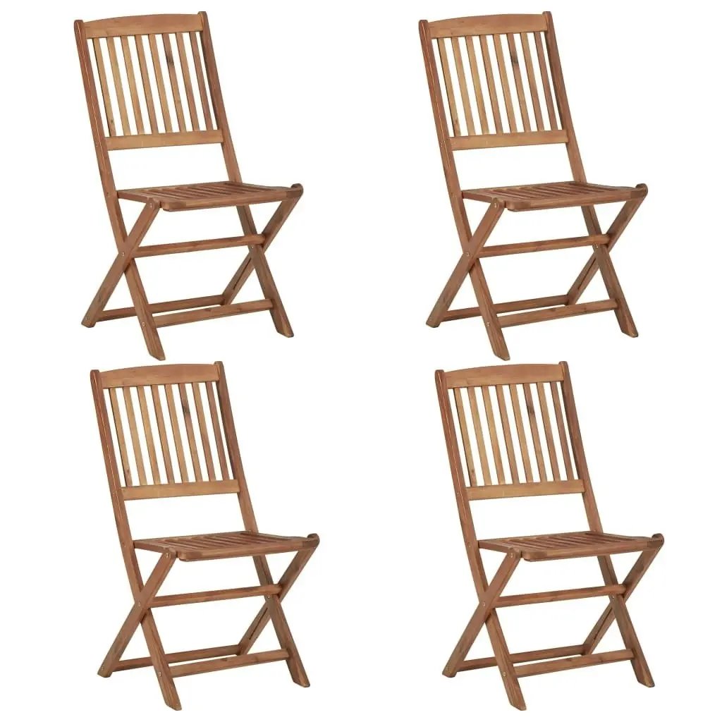 Folding Garden Chairs 4 pcs with Cushions Solid Wood Acacia 3064671