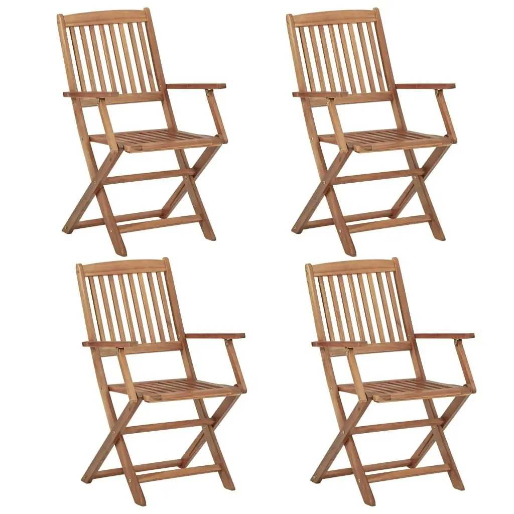 Folding Garden Chairs 4 pcs with Cushions Solid Wood Acacia 3064617