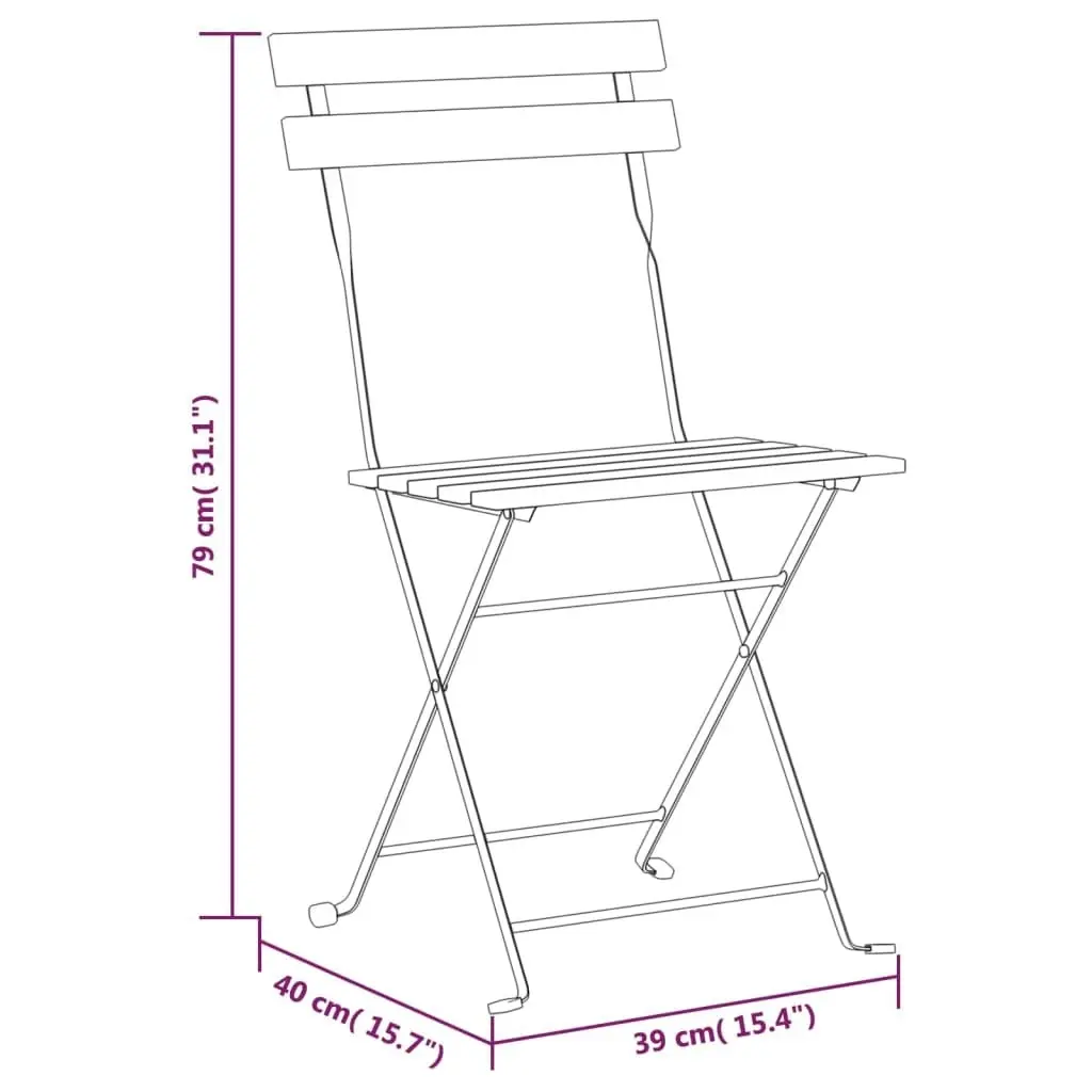 Folding Garden Chairs 6 pcs Steel and Solid Wood Acacia 3152106