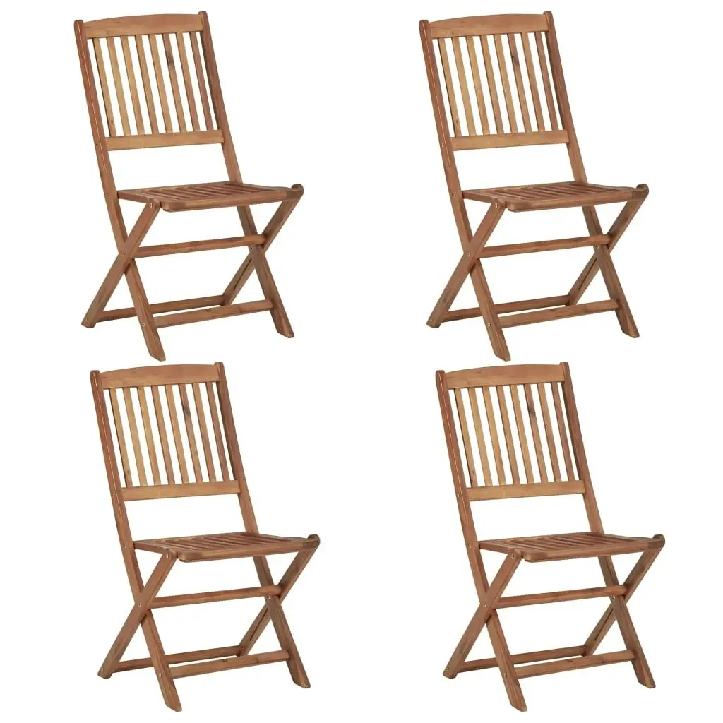 Folding Garden Chairs 4 pcs with Cushions Solid Wood Acacia 3064673