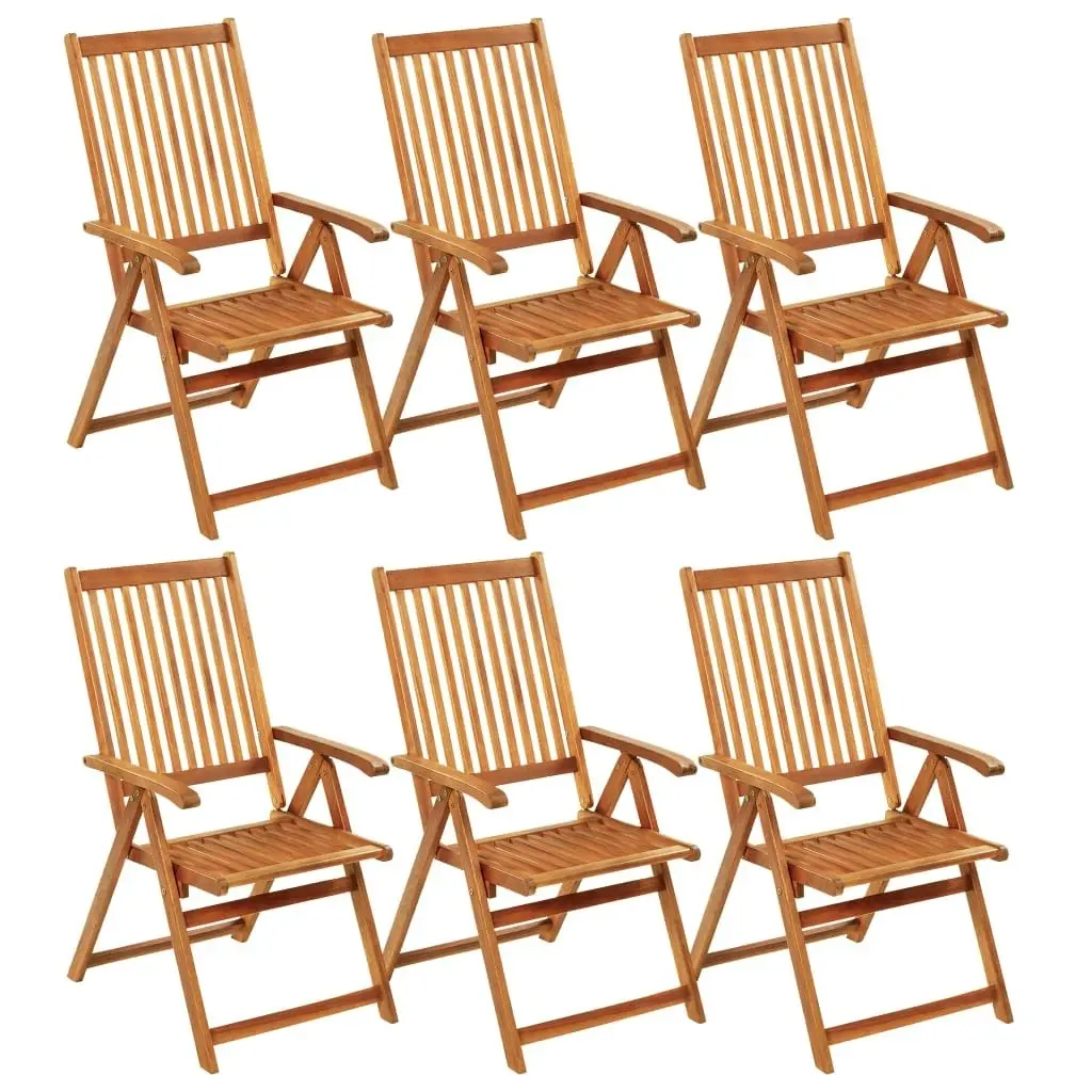 Folding Garden Chairs 6 pcs with Cushions Solid Acacia Wood 3064120