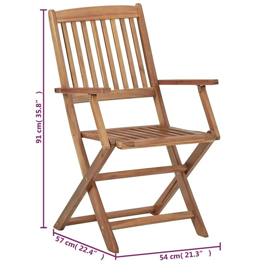 Folding Garden Chairs 6 pcs with Cushions Solid Acacia Wood 3074940