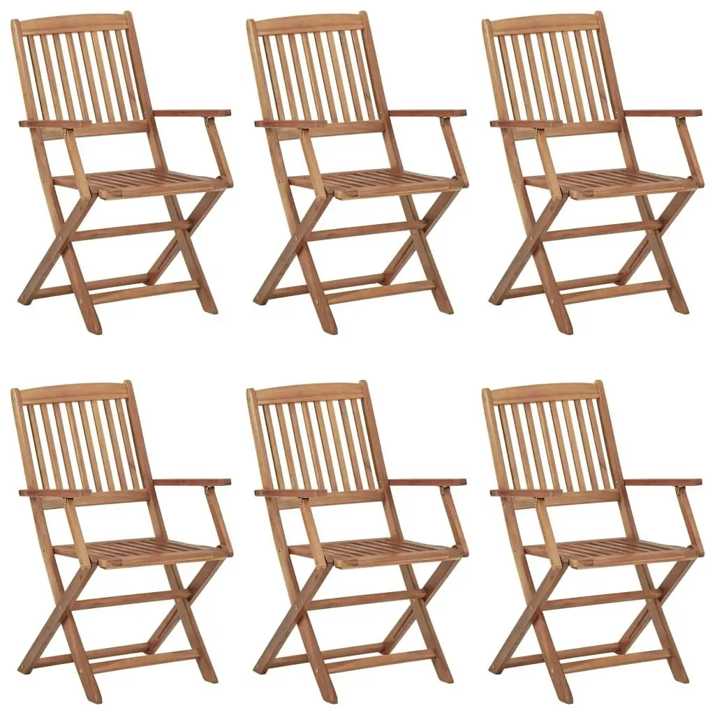 Folding Garden Chairs 6 pcs with Cushions Solid Acacia Wood 3074940