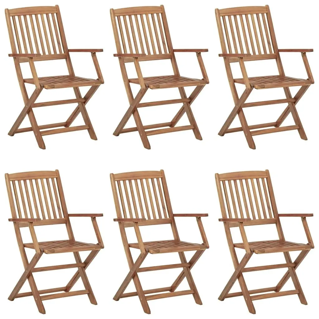 Folding Garden Chairs 6 pcs with Cushions Solid Acacia Wood 3074941