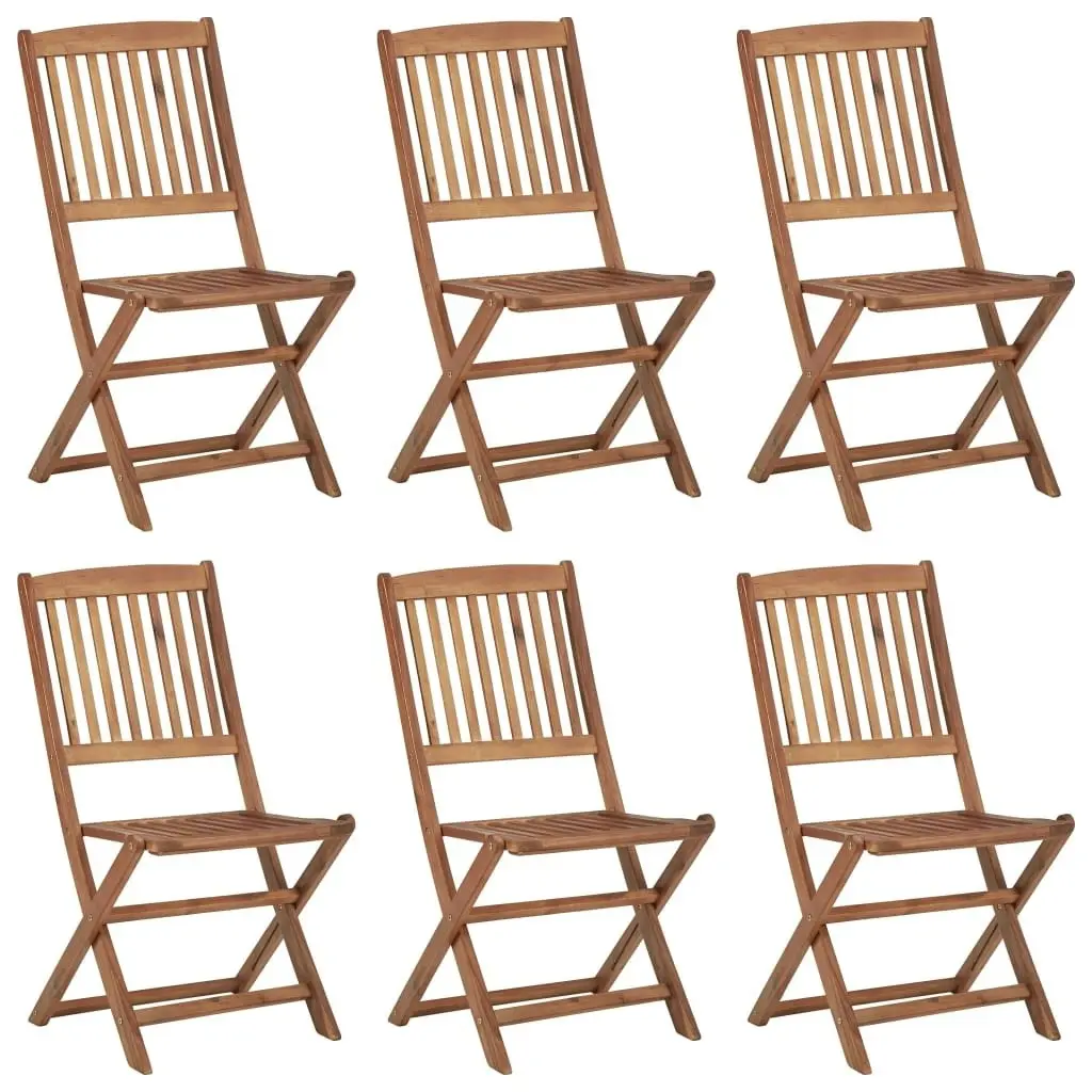 Folding Garden Chairs 6 pcs with Cushions Solid Acacia Wood 3075009