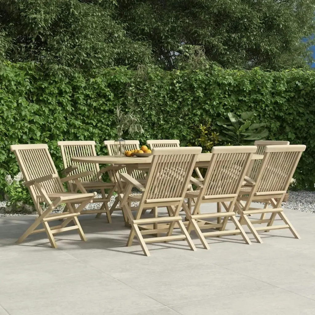 Folding Garden Chairs 8 pcs Grey 56x61x89 cm Solid Wood Teak 3155072