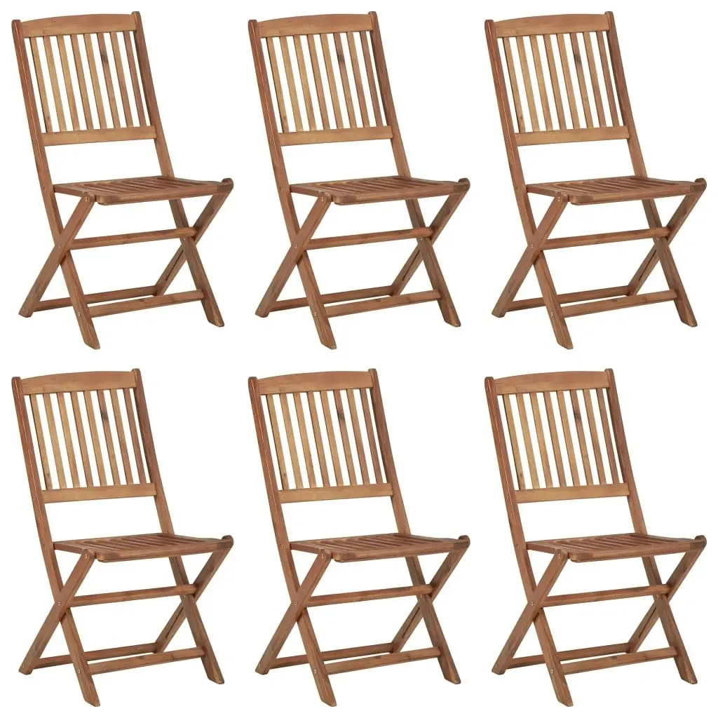 Folding Garden Chairs 6 pcs with Cushions Solid Acacia Wood 3074995