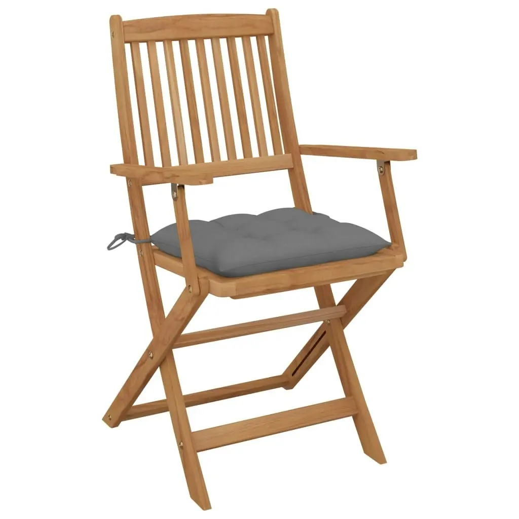 Folding Garden Chairs 6 pcs with Cushions Solid Acacia Wood 3074956