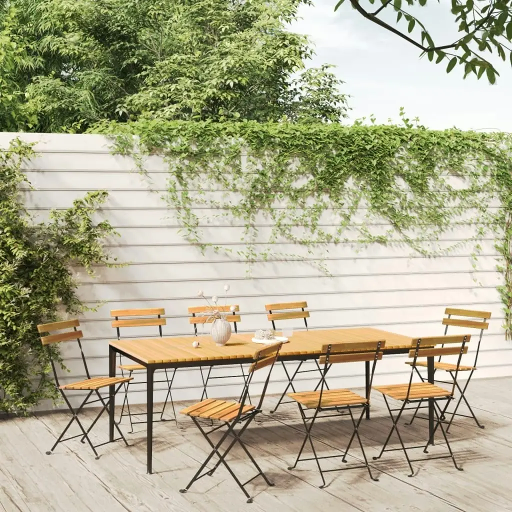 Folding Garden Chairs 8 pcs Steel and Solid Wood Acacia 3152107