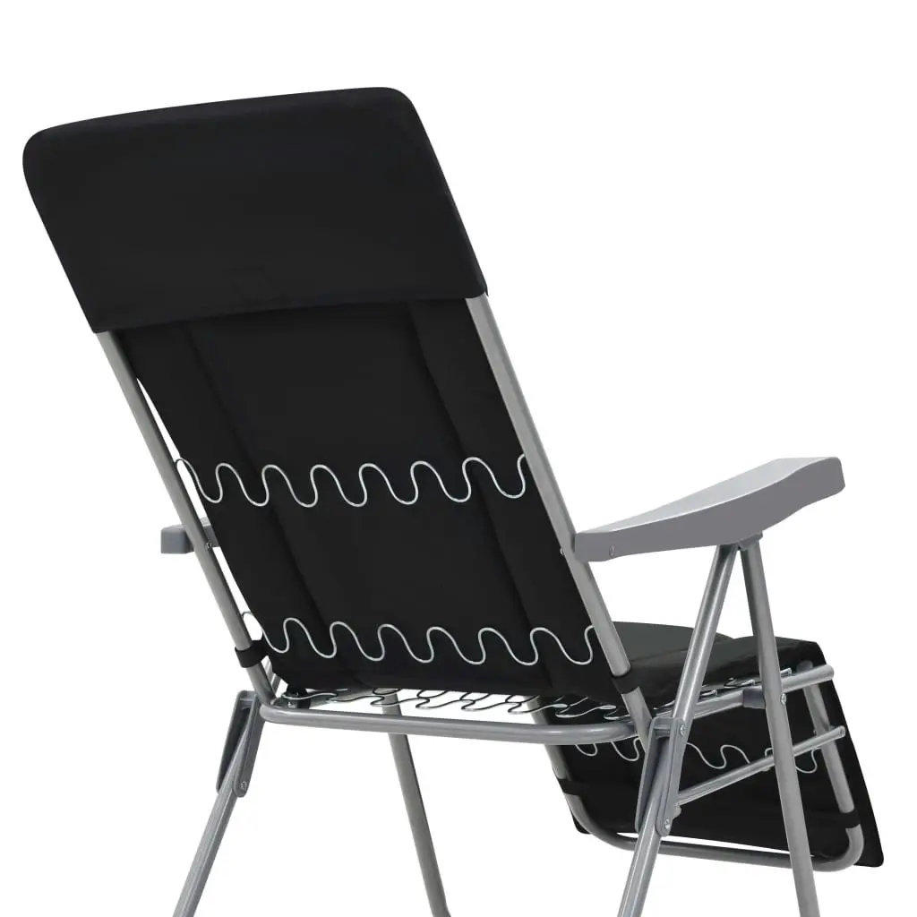 Folding Garden Chairs with Cushions 2 pcs Black 44319