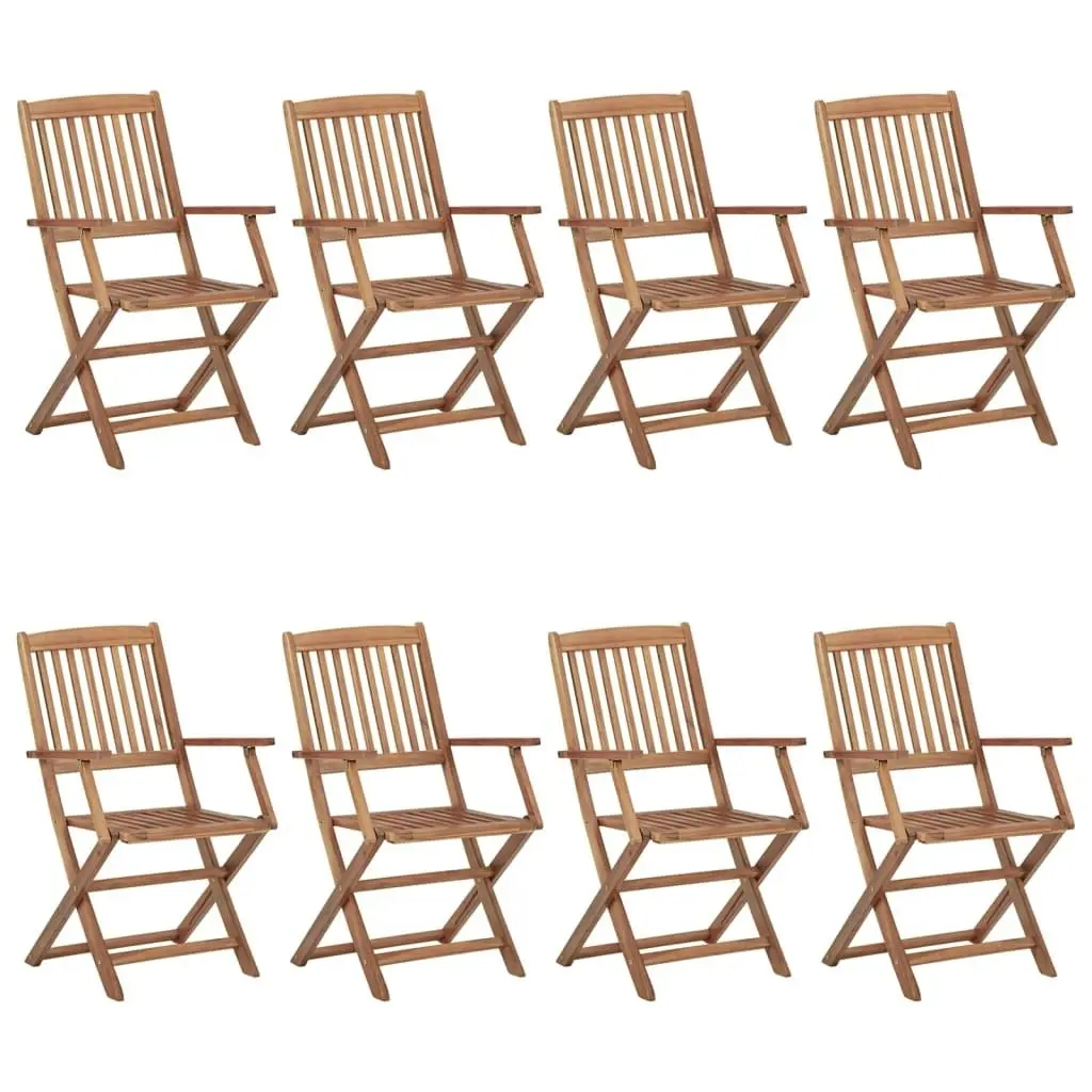 Folding Garden Chairs 8 pcs with Cushions Solid Acacia Wood 3074969