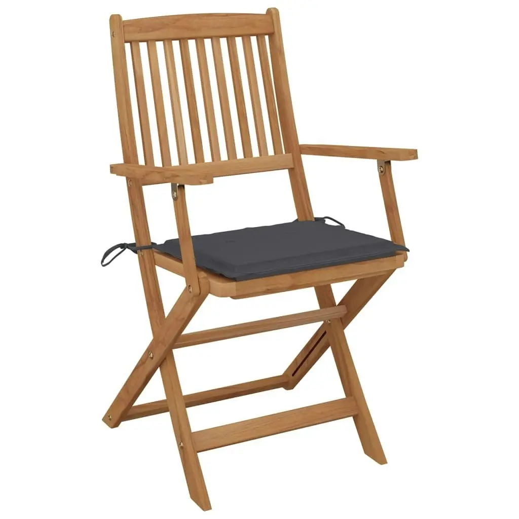 Folding Garden Chairs 8 pcs with Cushions Solid Acacia Wood 3074967