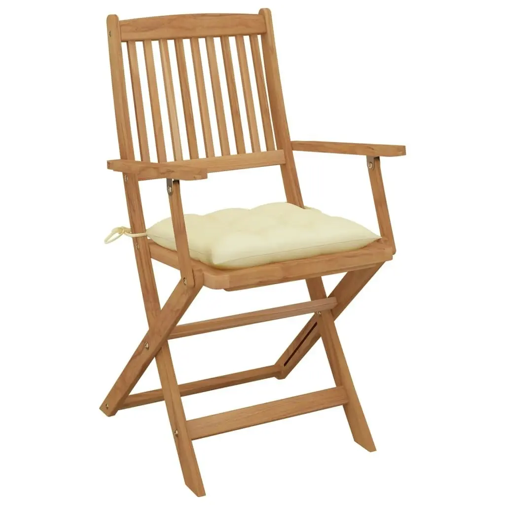 Folding Garden Chairs 8 pcs with Cushions Solid Acacia Wood 3074984