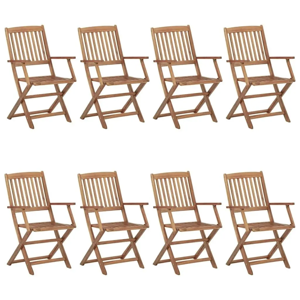 Folding Garden Chairs 8 pcs with Cushions Solid Acacia Wood 3074984