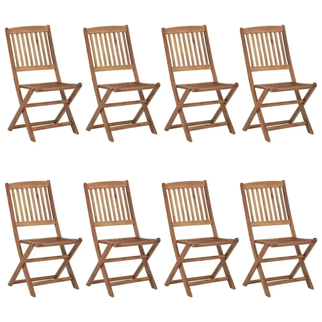 Folding Garden Chairs 8 pcs with Cushions Solid Acacia Wood 3075037