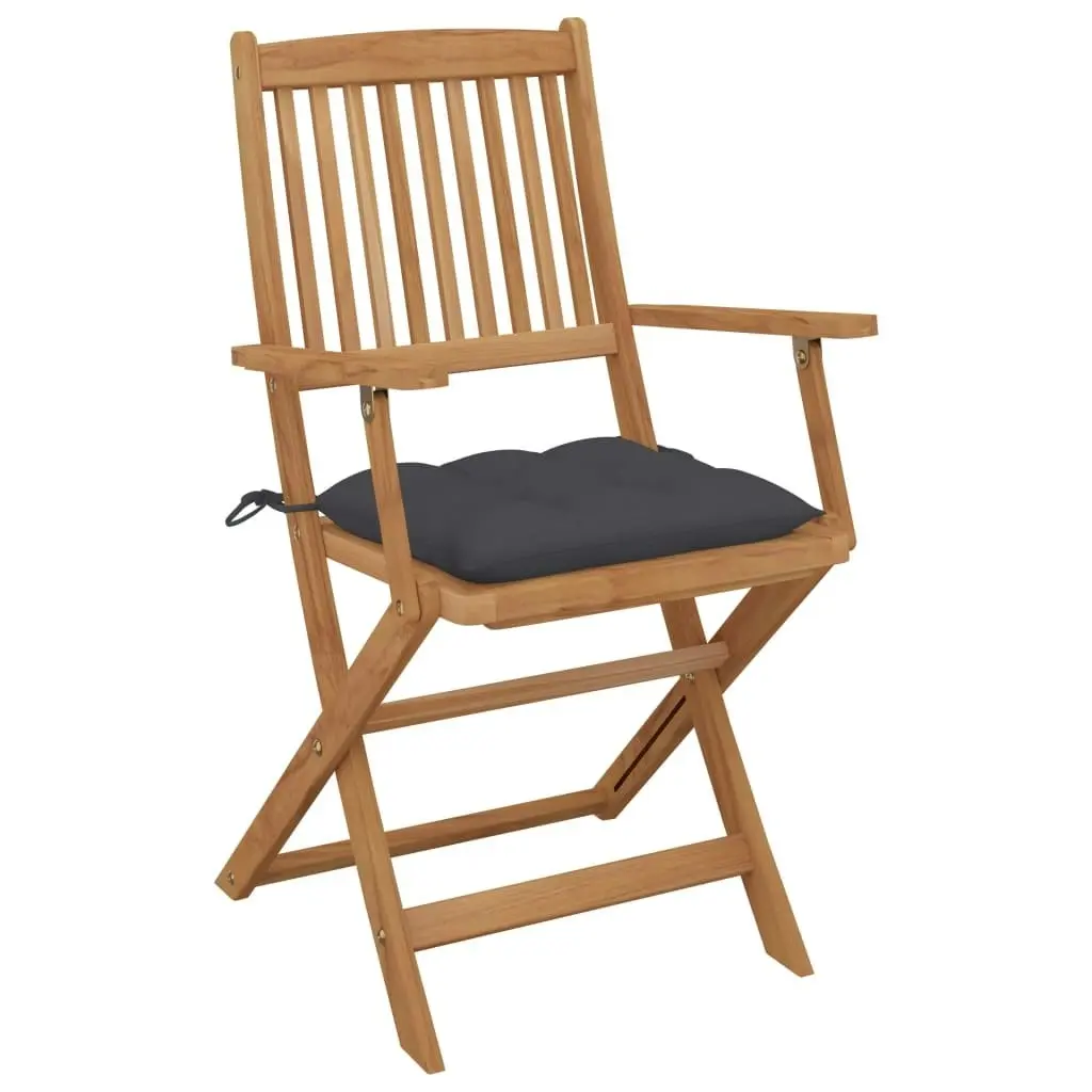 Folding Garden Chairs 6 pcs with Cushions Solid Wood Acacia 3065476