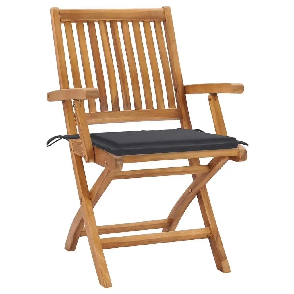 Folding Garden Chairs with Cushions 4 pcs Solid Teak Wood 3072723