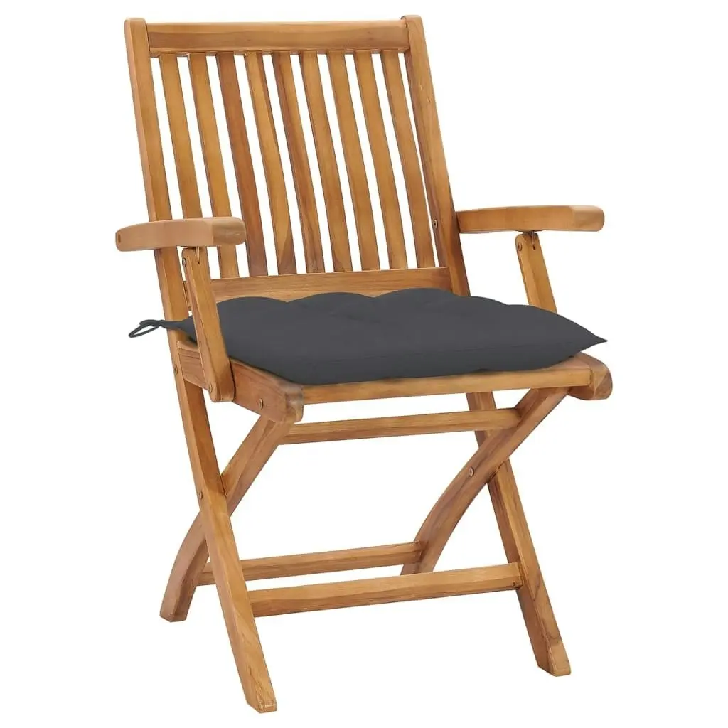 Folding Garden Chairs with Cushions 4 pcs Solid Teak Wood 3072738