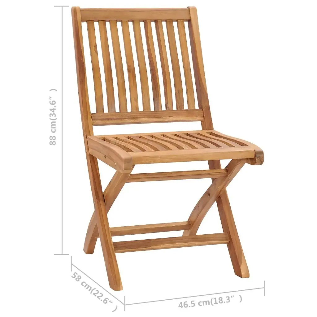 Folding Garden Chairs with Cushions 4 pcs Solid Teak Wood 3072809