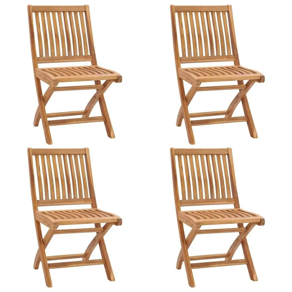 Folding Garden Chairs with Cushions 4 pcs Solid Teak Wood 3072809