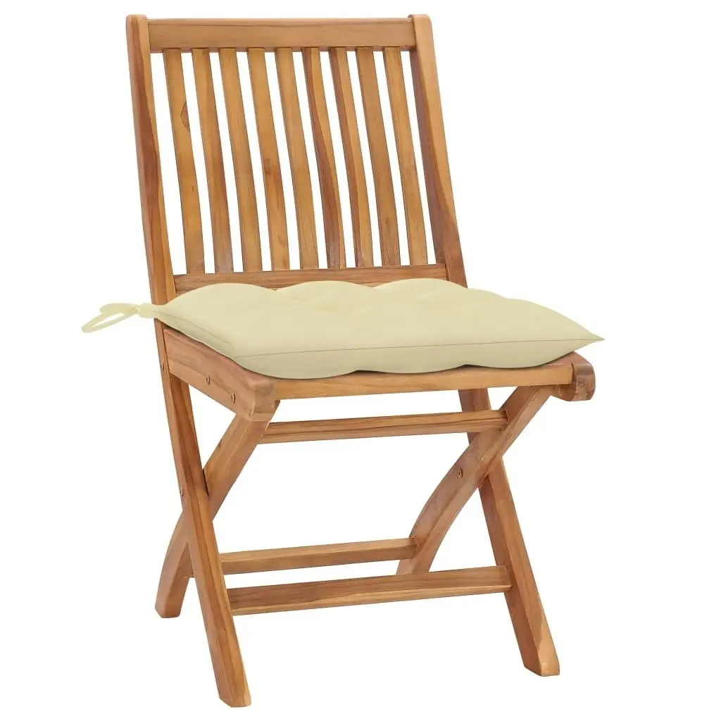 Folding Garden Chairs with Cushions 4 pcs Solid Teak Wood 3072824