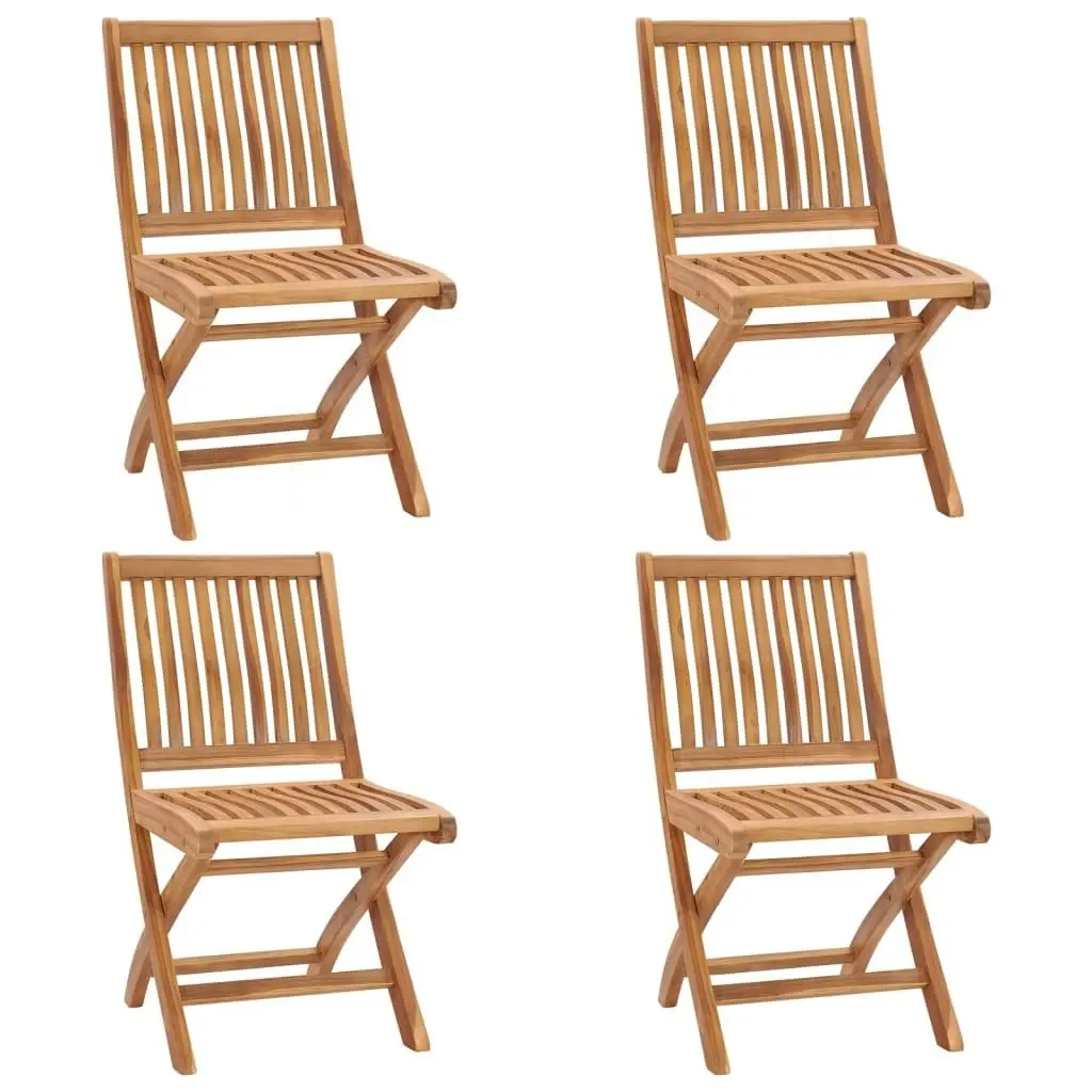 Folding Garden Chairs with Cushions 4 pcs Solid Teak Wood 3072822