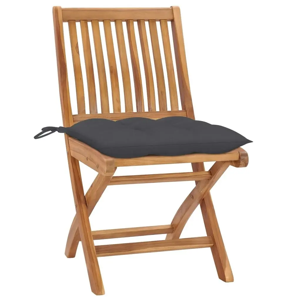 Folding Garden Chairs with Cushions 4 pcs Solid Teak Wood 3072822