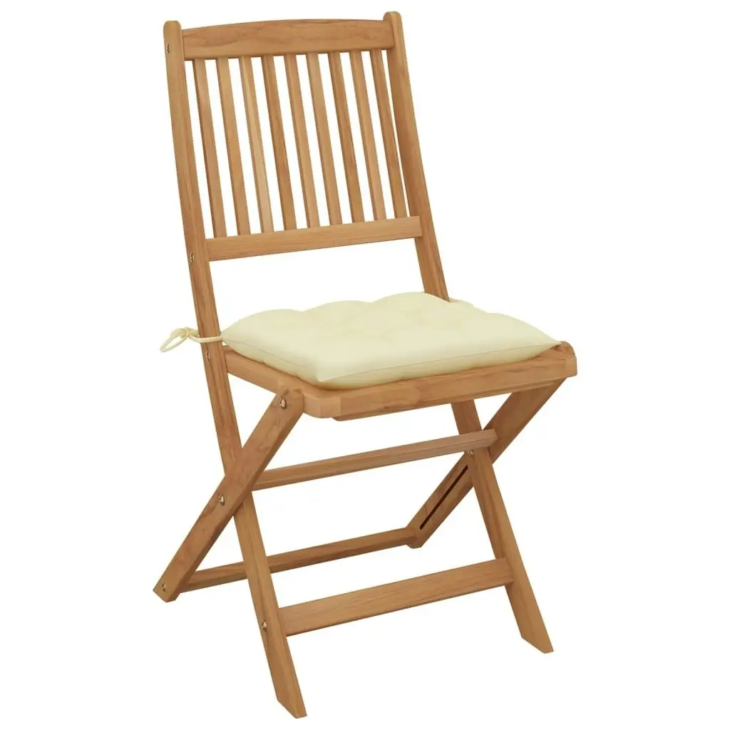 Folding Garden Chairs 8 pcs with Cushions Solid Acacia Wood 3075038