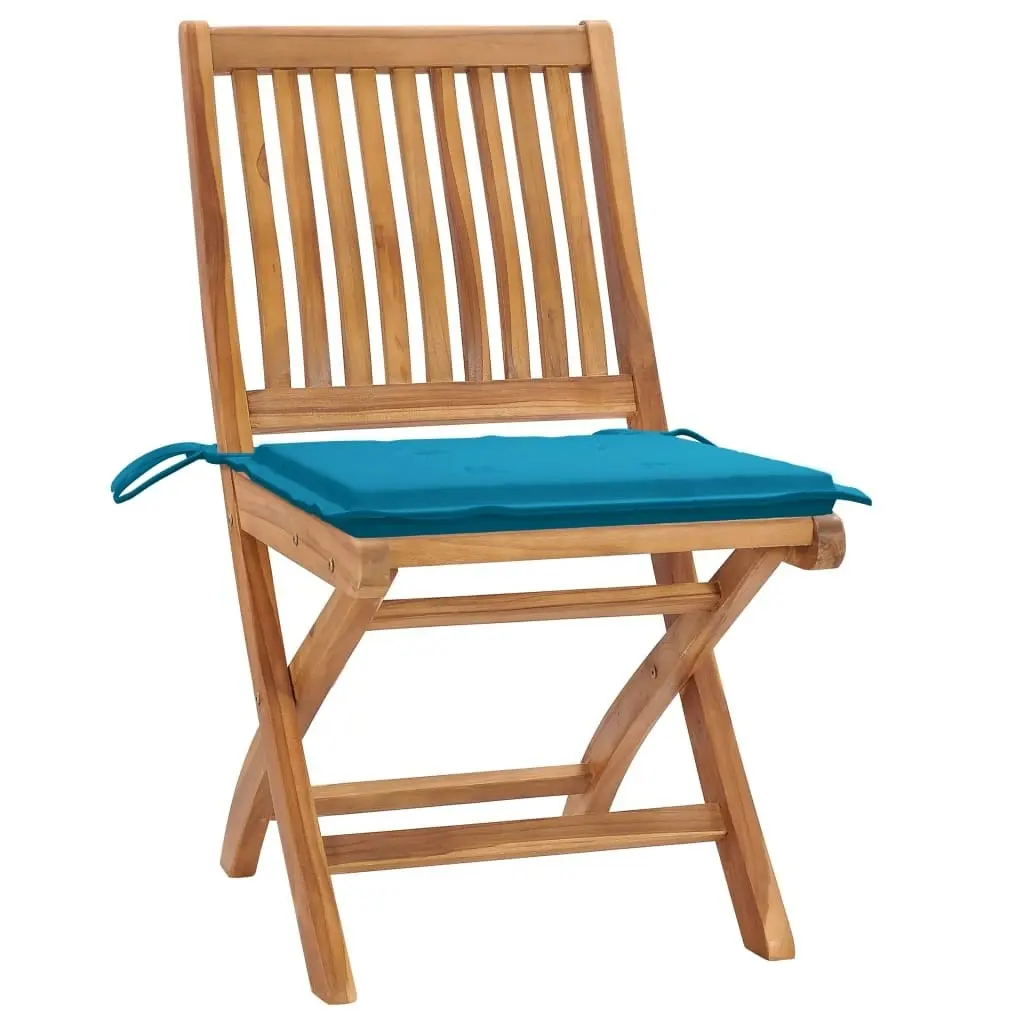 Folding Garden Chairs with Cushions 6 pcs Solid Teak Wood 3072838