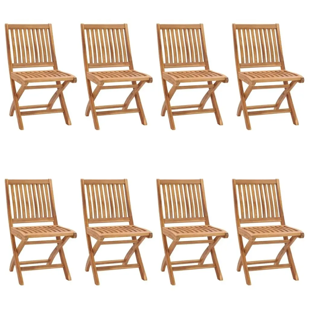 Folding Garden Chairs with Cushions 8 pcs Solid Teak Wood 3072864