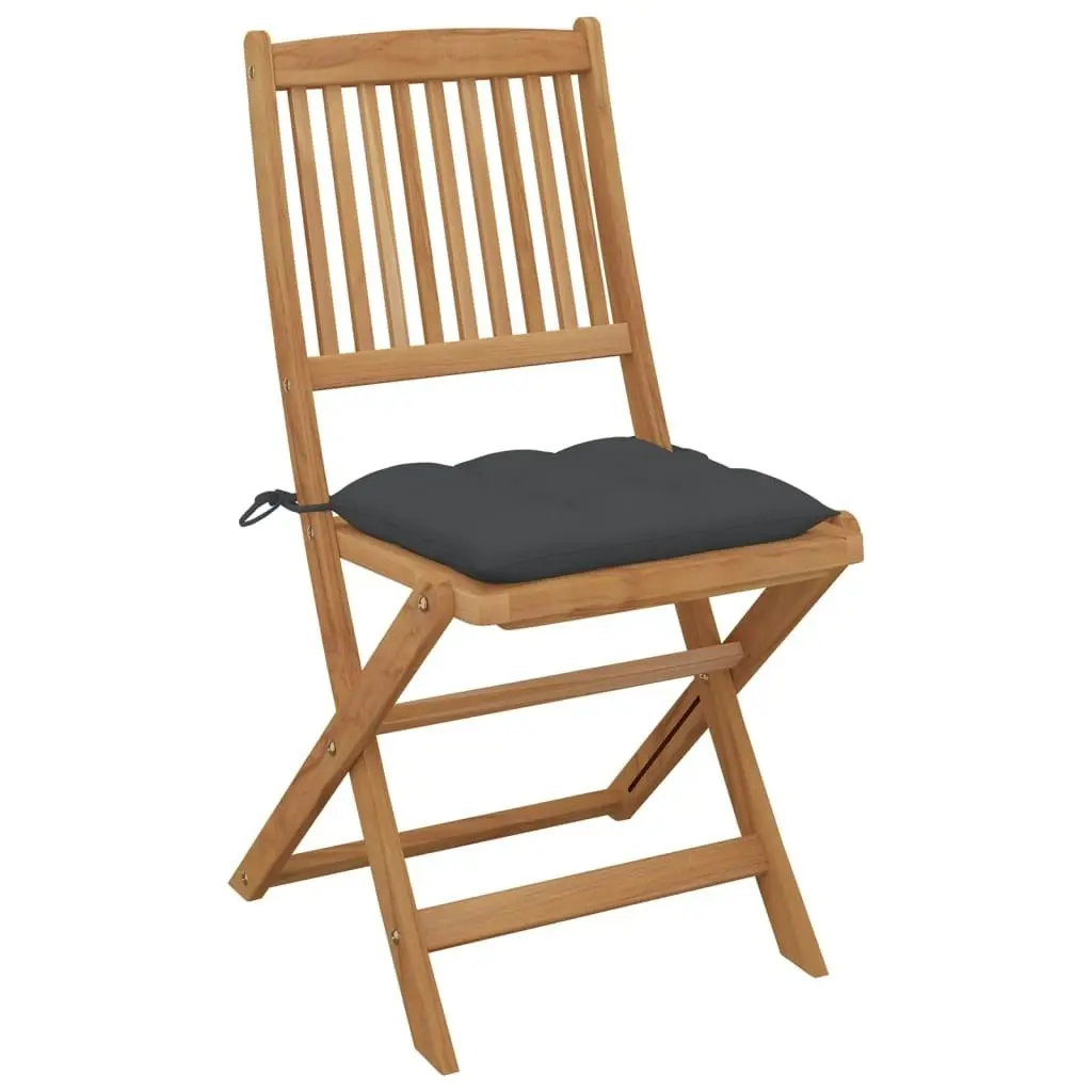 Folding Garden Chairs 8 pcs with Cushions Solid Acacia Wood 3075036