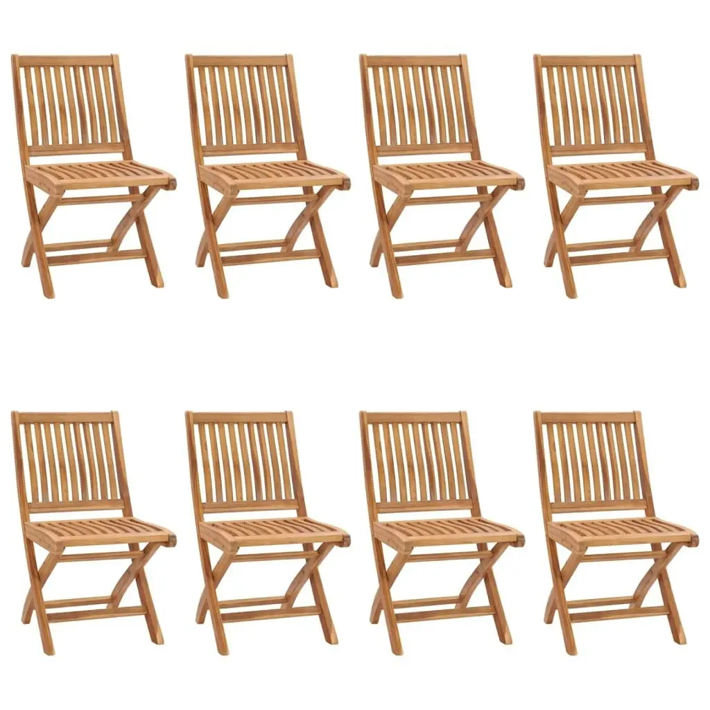 Folding Garden Chairs with Cushions 8 pcs Solid Teak Wood 3072876