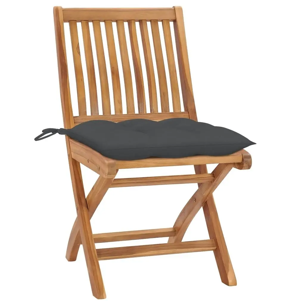 Folding Garden Chairs with Cushions 8 pcs Solid Teak Wood 3072876