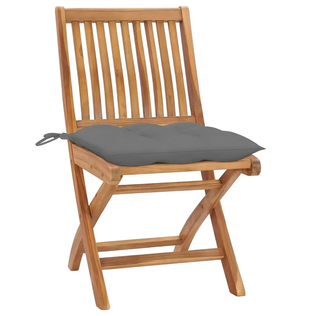 Folding Garden Chairs with Cushions 4 pcs Solid Teak Wood 3072823