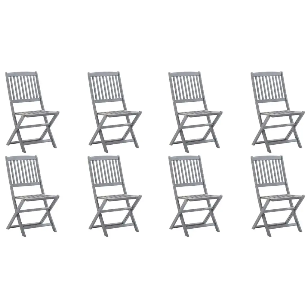 Folding Outdoor Chairs 8 pcs with Cushions Solid Acacia Wood 3078290