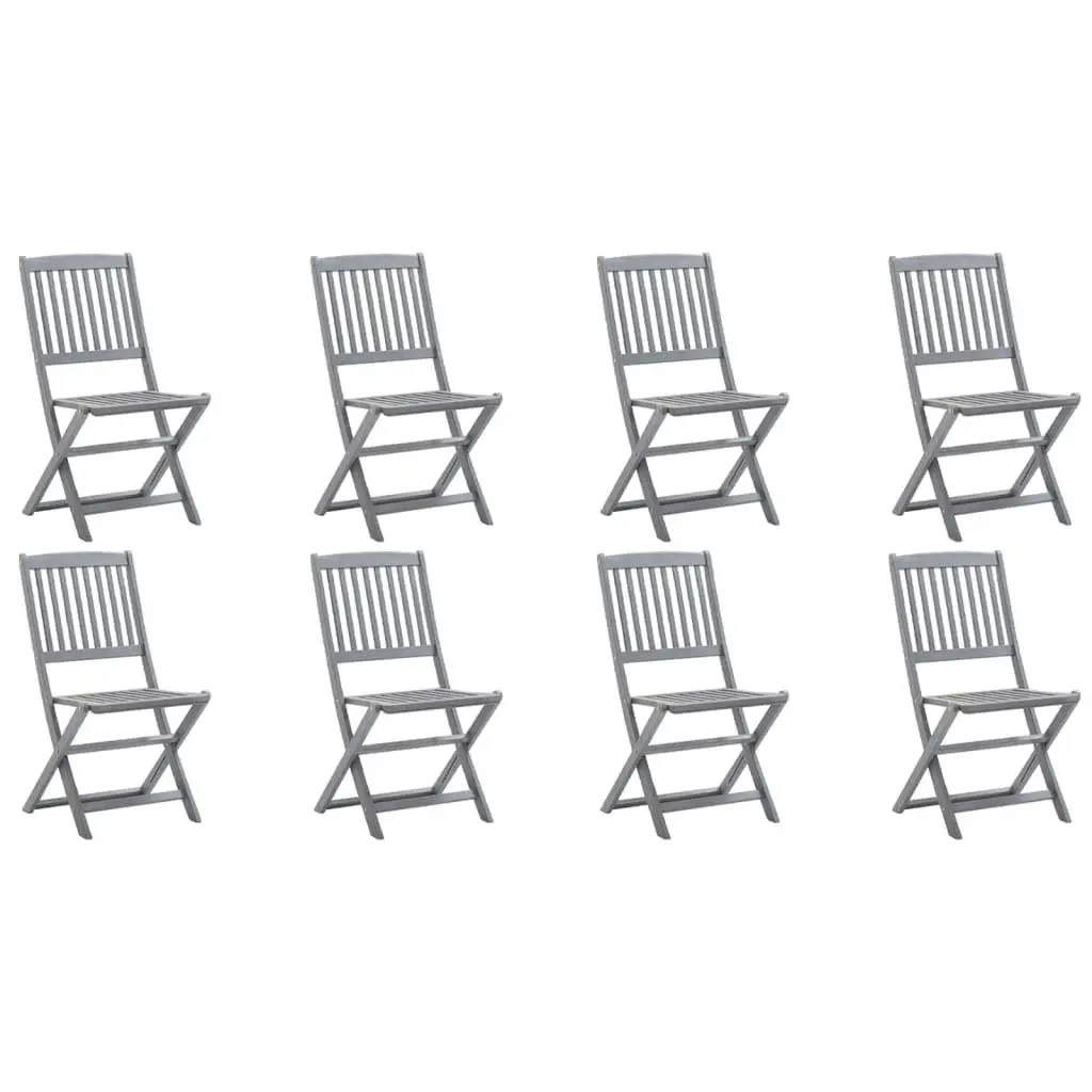 Folding Outdoor Chairs 8 pcs with Cushions Solid Acacia Wood 3078292