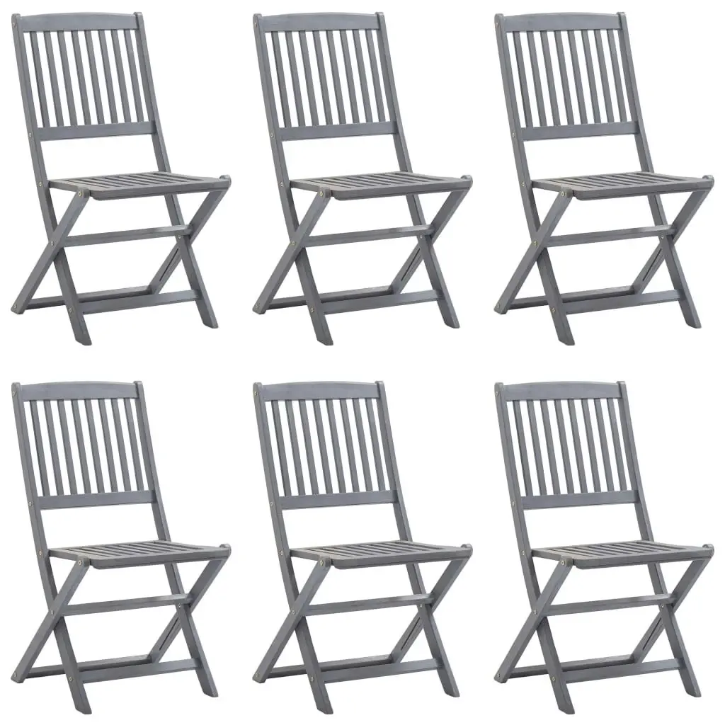 Folding Outdoor Chairs 6 pcs with Cushions Solid Acacia Wood 3065450