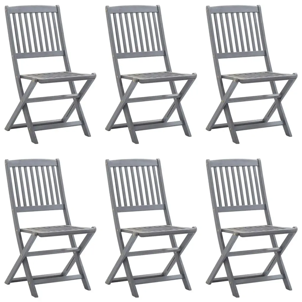 Folding Outdoor Chairs 6 pcs with Cushions Solid Acacia Wood 3065435